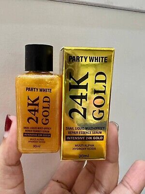 Party white 24K Gold Snail Liquid Multi- Effect Repair Essence Serum 30ml