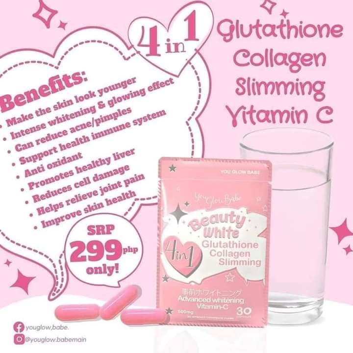 Beauty White Glutathione Collagen Advanced Whitening 30 Capsules Original