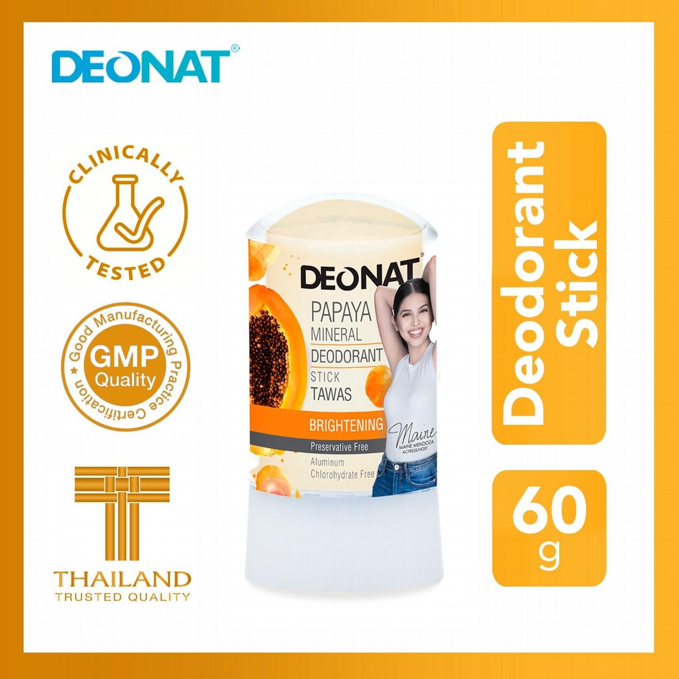 2X DEONAT PAPAYA Mineral Deodorant  Stick - TAWAS! Antiperspirant 60g