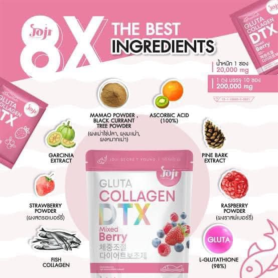 Joji Gluta Collagen DTX Campuran Berry 200,000 mg.