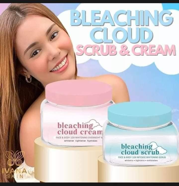 IVANA SKIN CLOUD Bleaching Cream and Bleaching Scrub Face and Body 10x Whitening 